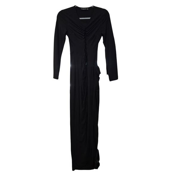 First Distraction Sext Black Maxi Slit Strap For Days Dress Sz. US 6 - Picture 9 of 9